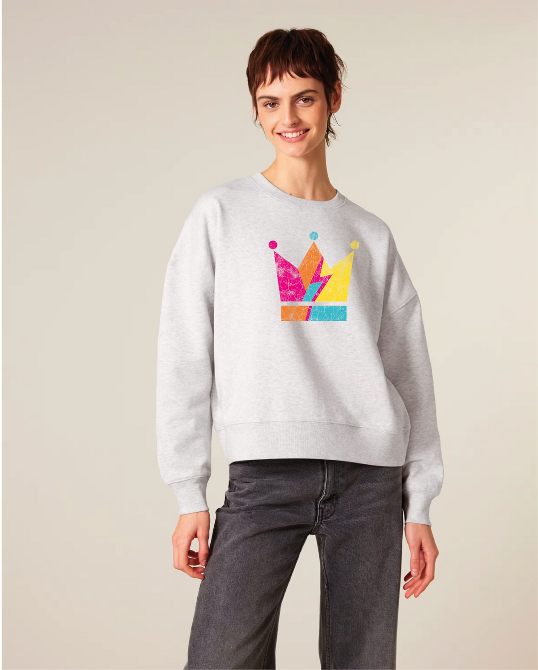 Cracked Crown Sweater in Grey